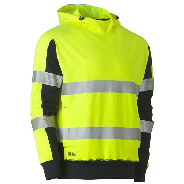 Taped Two Tone Hi Vis Contrast 4 Way Stretchy Hoodie - BK6815T