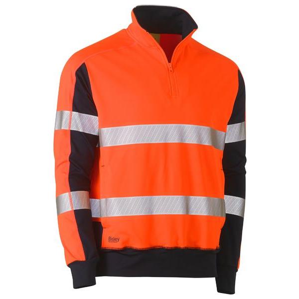 Taped Two Tone Hi Vis Contrast Stretchy 1/4 Zip Pullover - BK6817T
