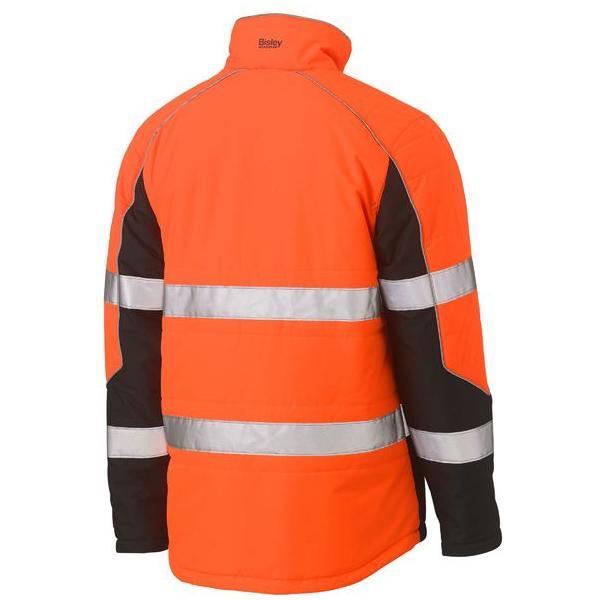 Taped Hi Vis Puffer Jacket with Stand Collar - BJ6829T