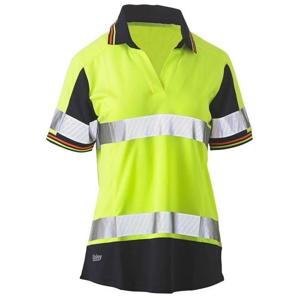 Womens Taped Two Tone Hi Vis V-Neck Polo - BKL1225T