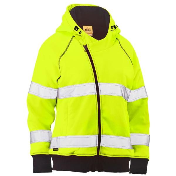 Womens Taped Hi Vis Fleece Zip Front Hoodie with Sherpa Lining - BKL6819T