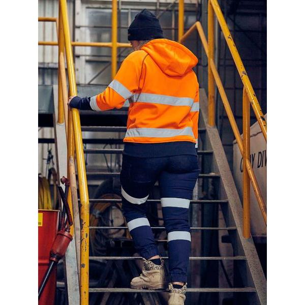Womens Taped Hi Vis Fleece Zip Front Hoodie with Sherpa Lining - BKL6819T