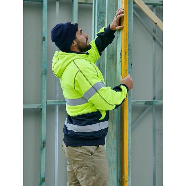Taped Hi Vis Zip Fleece Hoodie with Sherpa Lining - BK6988T