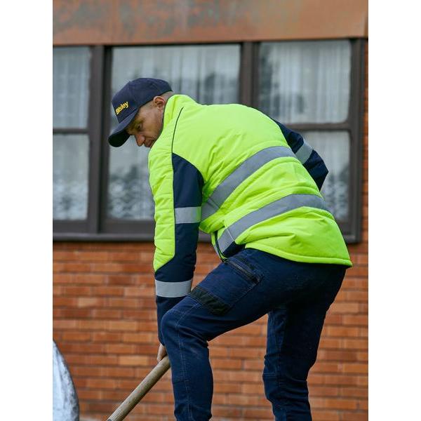 Taped Hi Vis Puffer Jacket with Stand Collar - BJ6829T