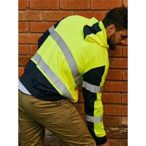 Taped Two Tone Hi Vis Contrast 4 Way Stretchy Hoodie - BK6815T