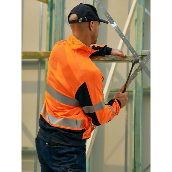 Taped Two Tone Hi Vis Contrast Stretchy 1/4 Zip Pullover - BK6817T