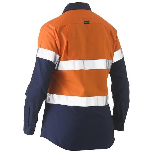 Recycle Womens Taped Two Tone Hi Vis Drill Shirt - BL6996T
