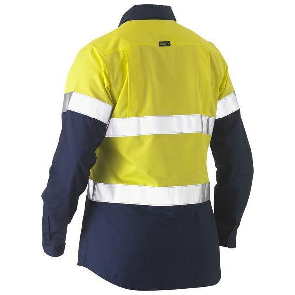 Recycle Womens Taped Two Tone Hi Vis Drill Shirt - BL6996T
