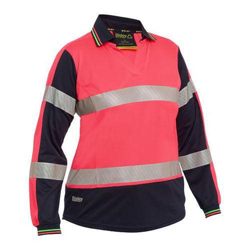 Womens Taped Two Tone Hi Vis V-Neck Polo - BKL6225T