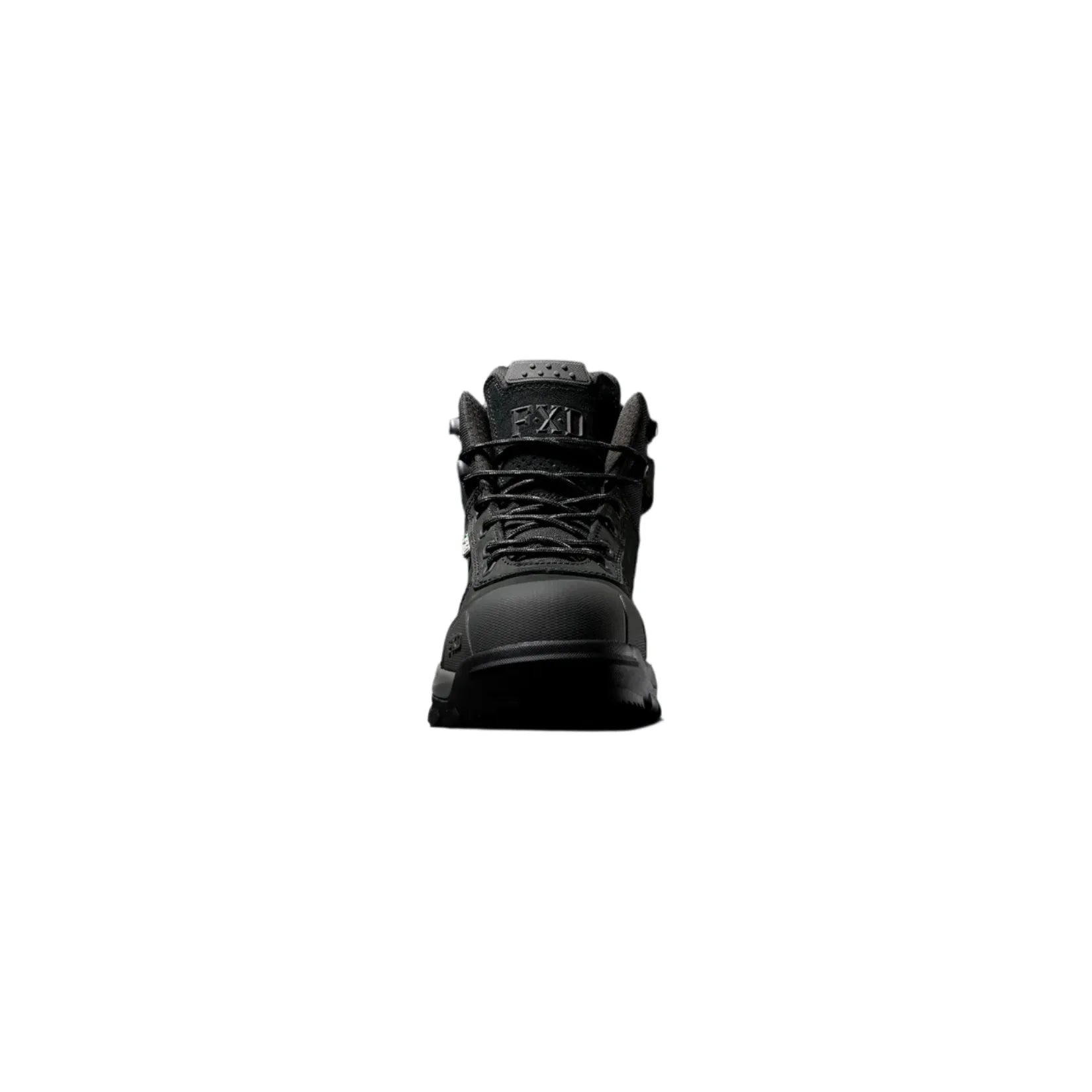 Black boot with FXI logo on a dark background