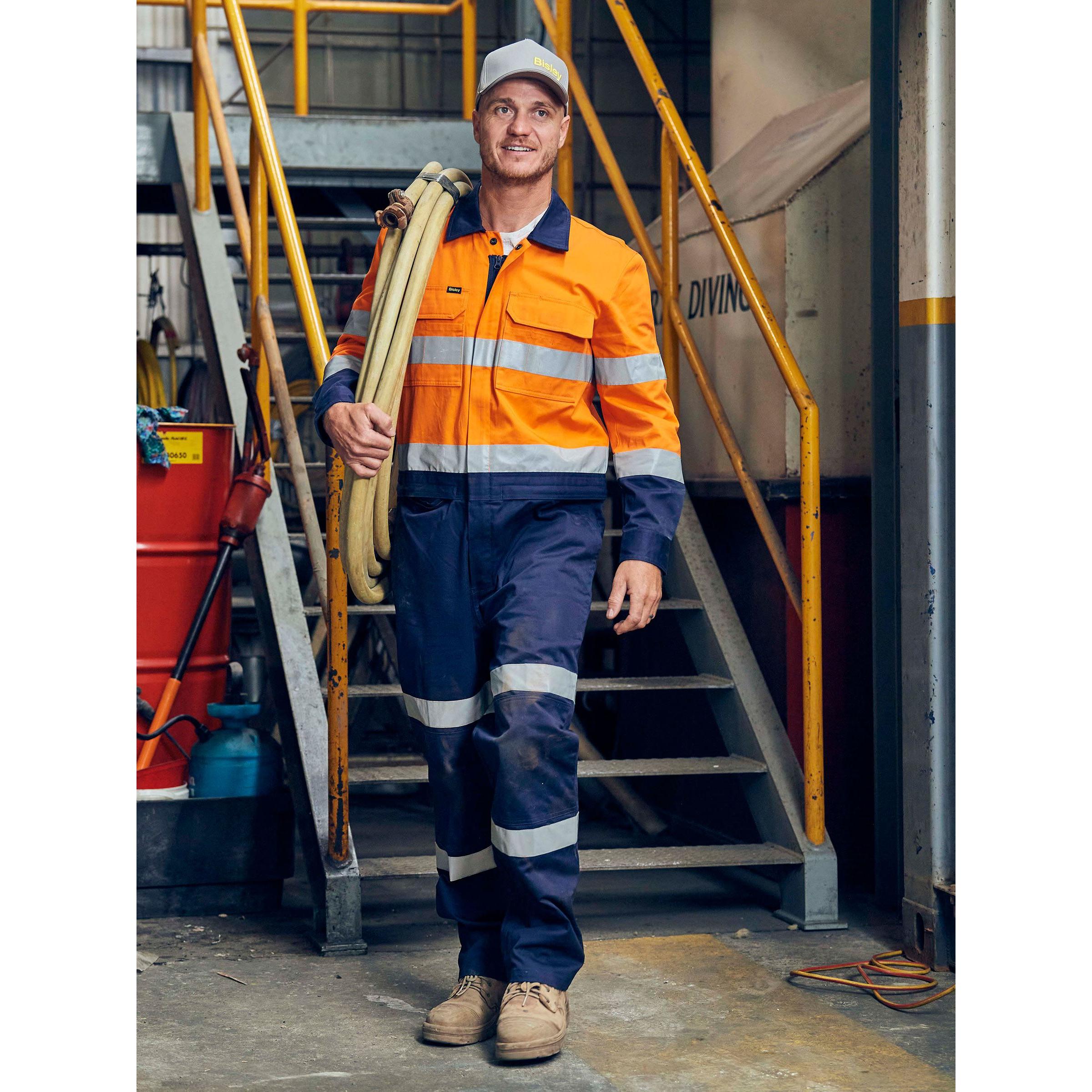 Taped Hi Vis Work Coverall with Waist Zip Opening - BC6066T