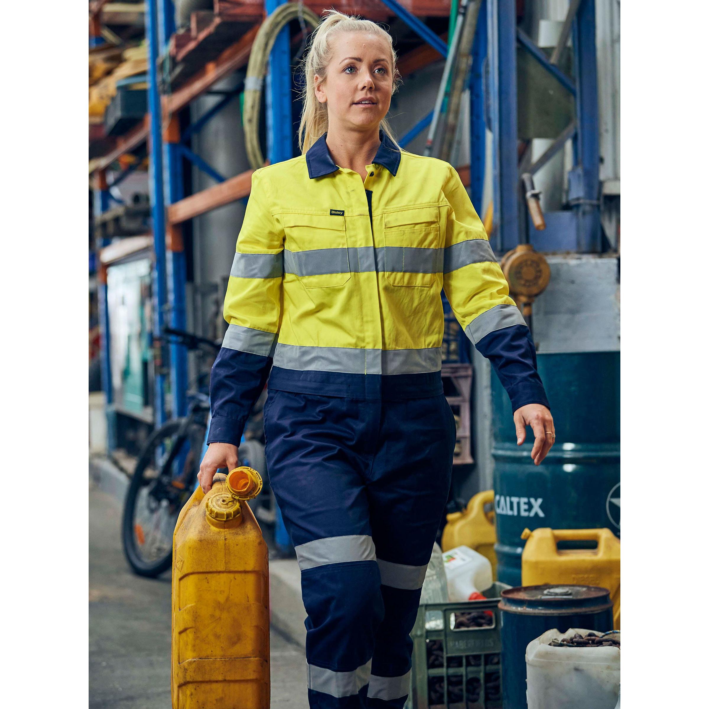 Womens Taped Hi Vis Cotton Drill Coverall - BCL6066T