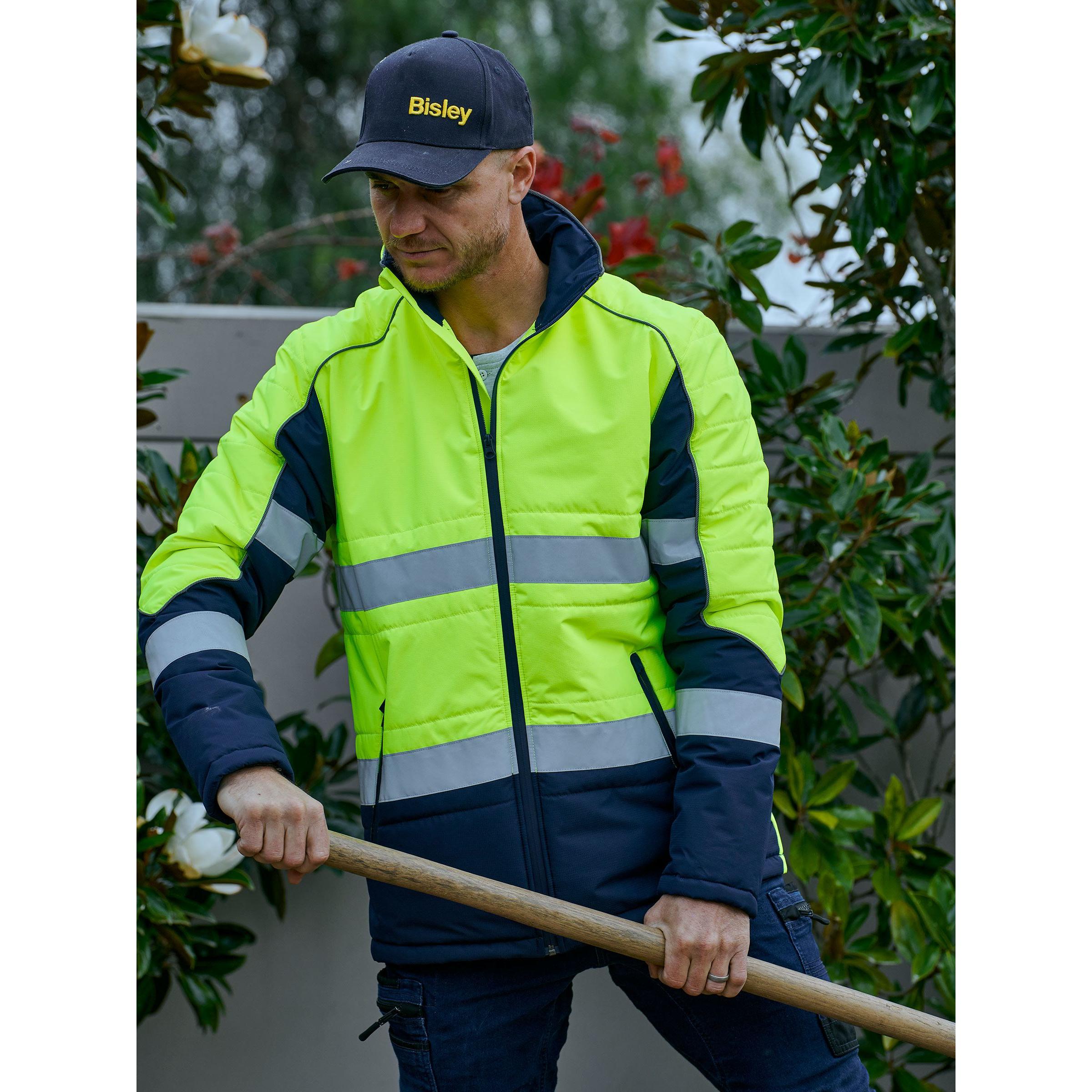 Taped Hi Vis Puffer Jacket with Stand Collar - BJ6829T