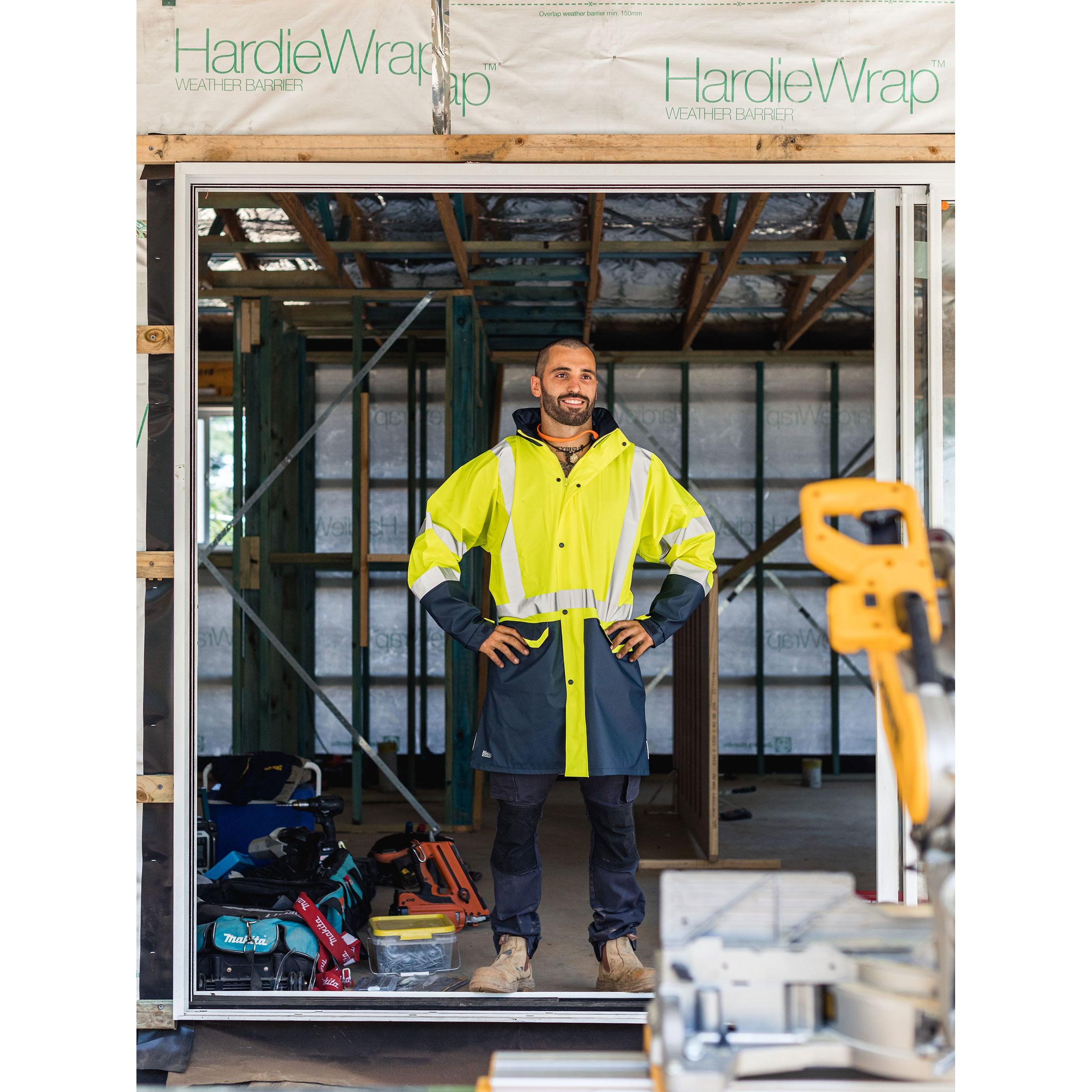 Taped Hi Vis Stretch PU Rain Coat - BJ6935HT