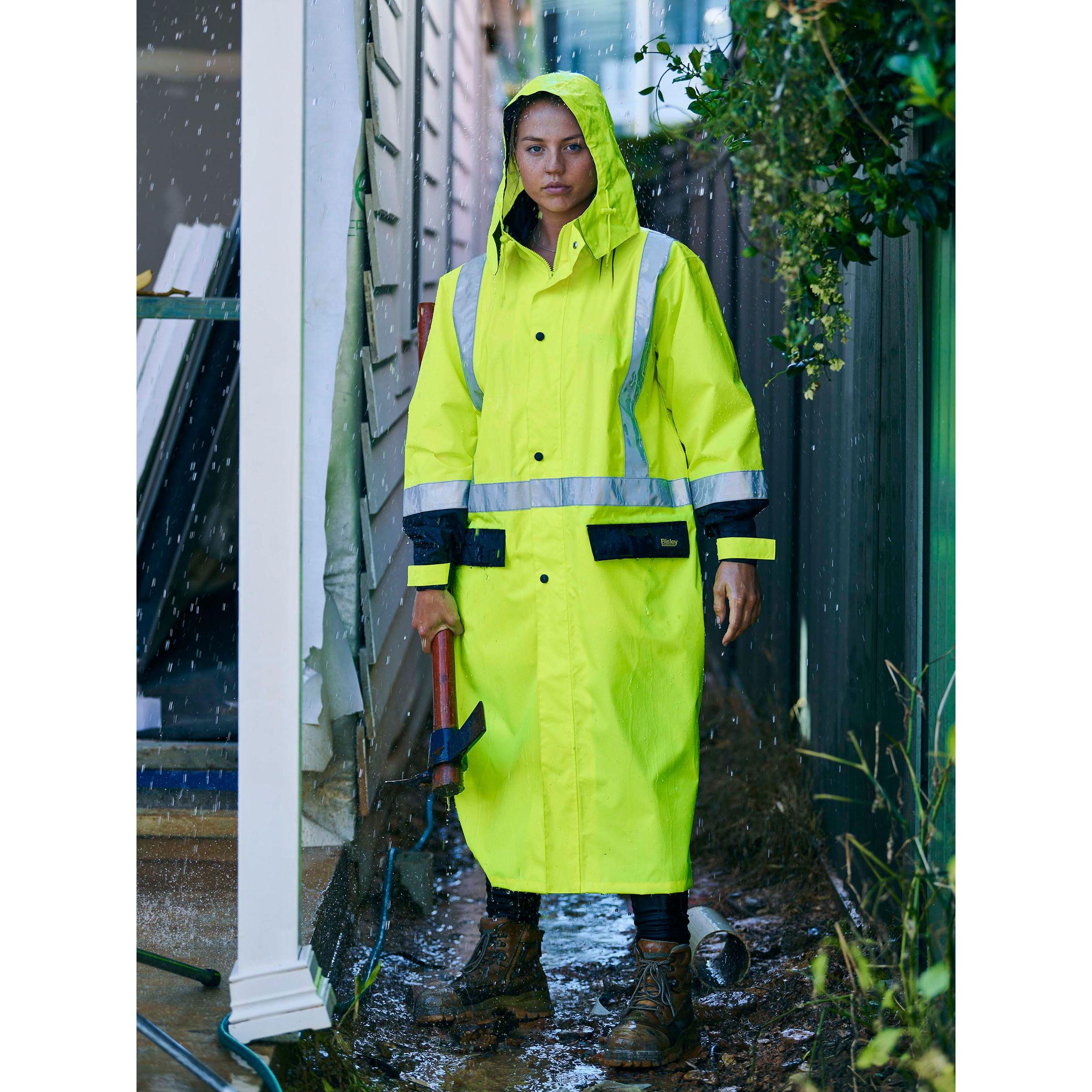 Taped Hi Vis Long Rain Coat - BJ6961T