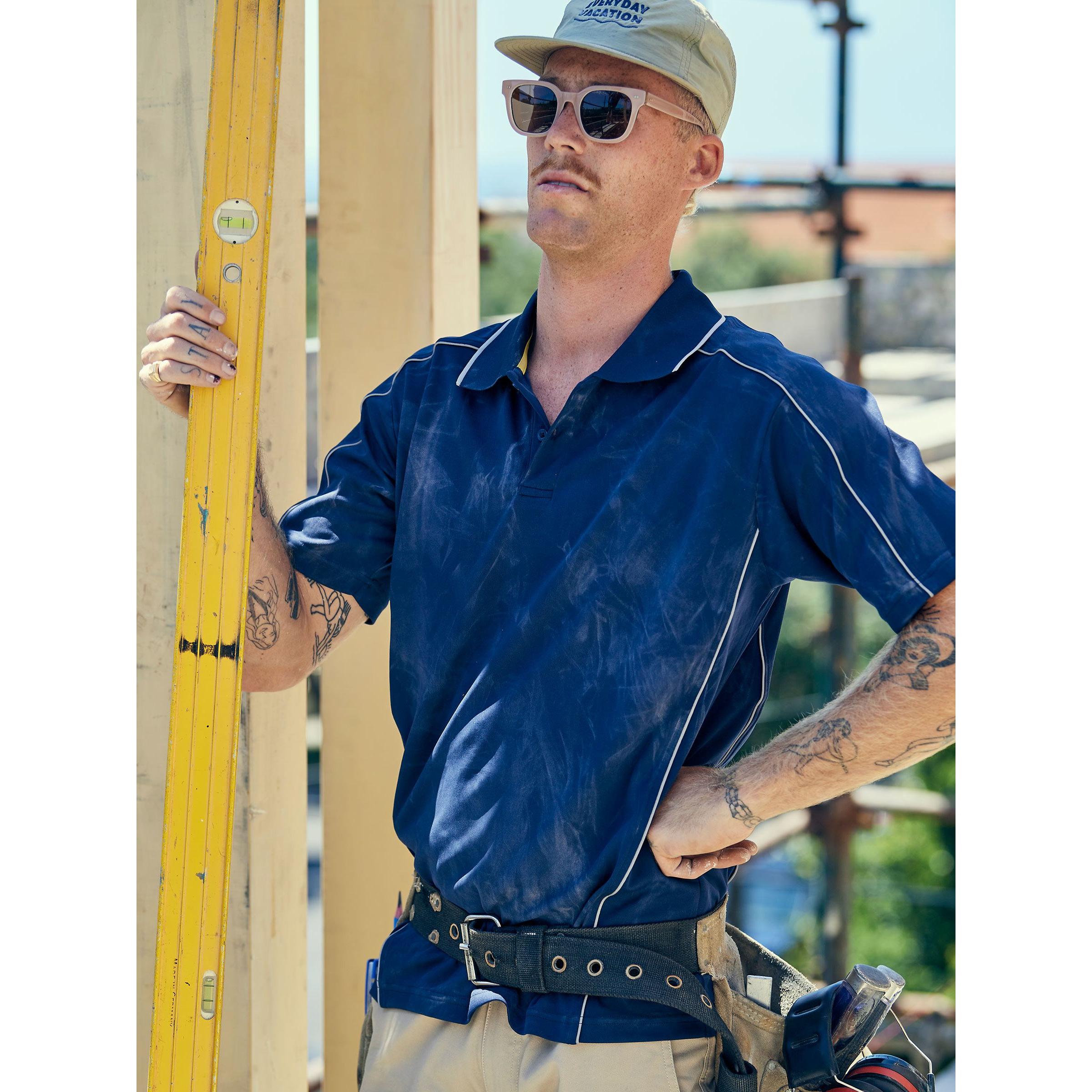Cool Mesh Polo with Reflective Piping - BK1425