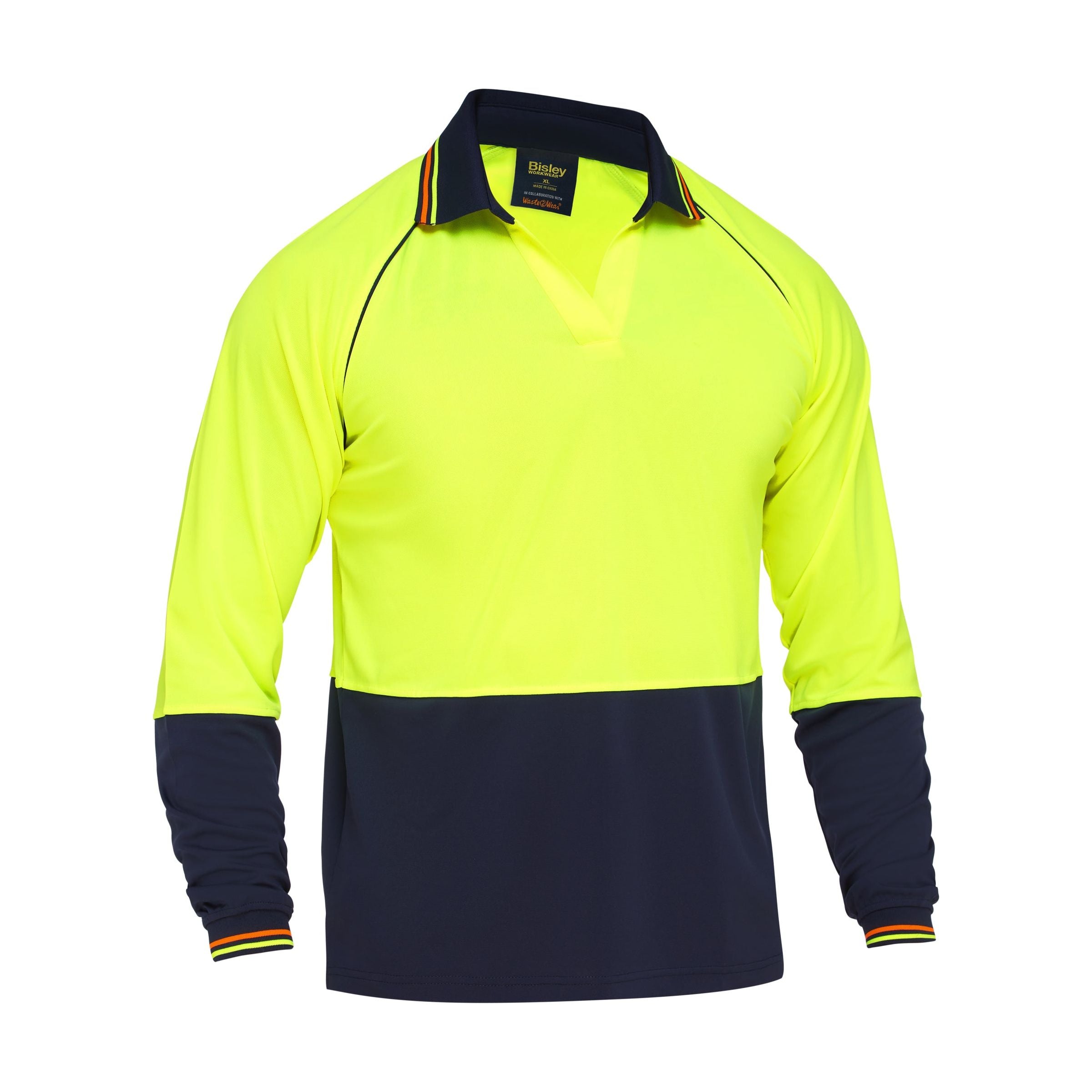 Recycle Two Tone Hi Vis Long Sleeve Polo - BK6440