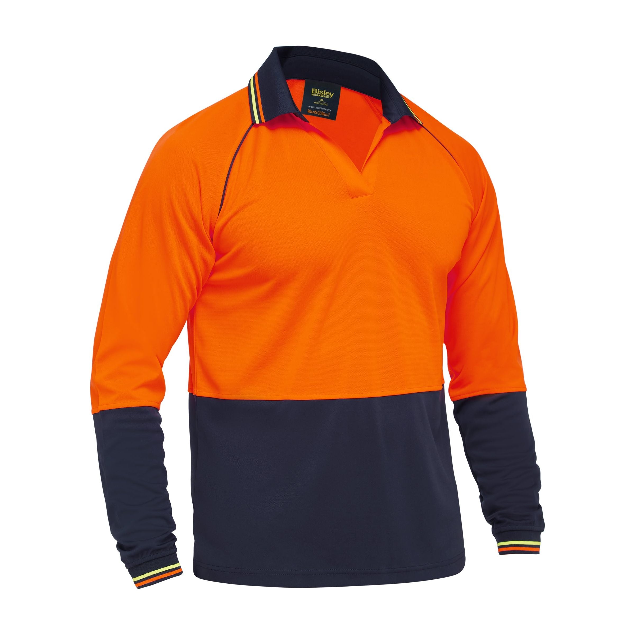 Recycle Two Tone Hi Vis Long Sleeve Polo - BK6440