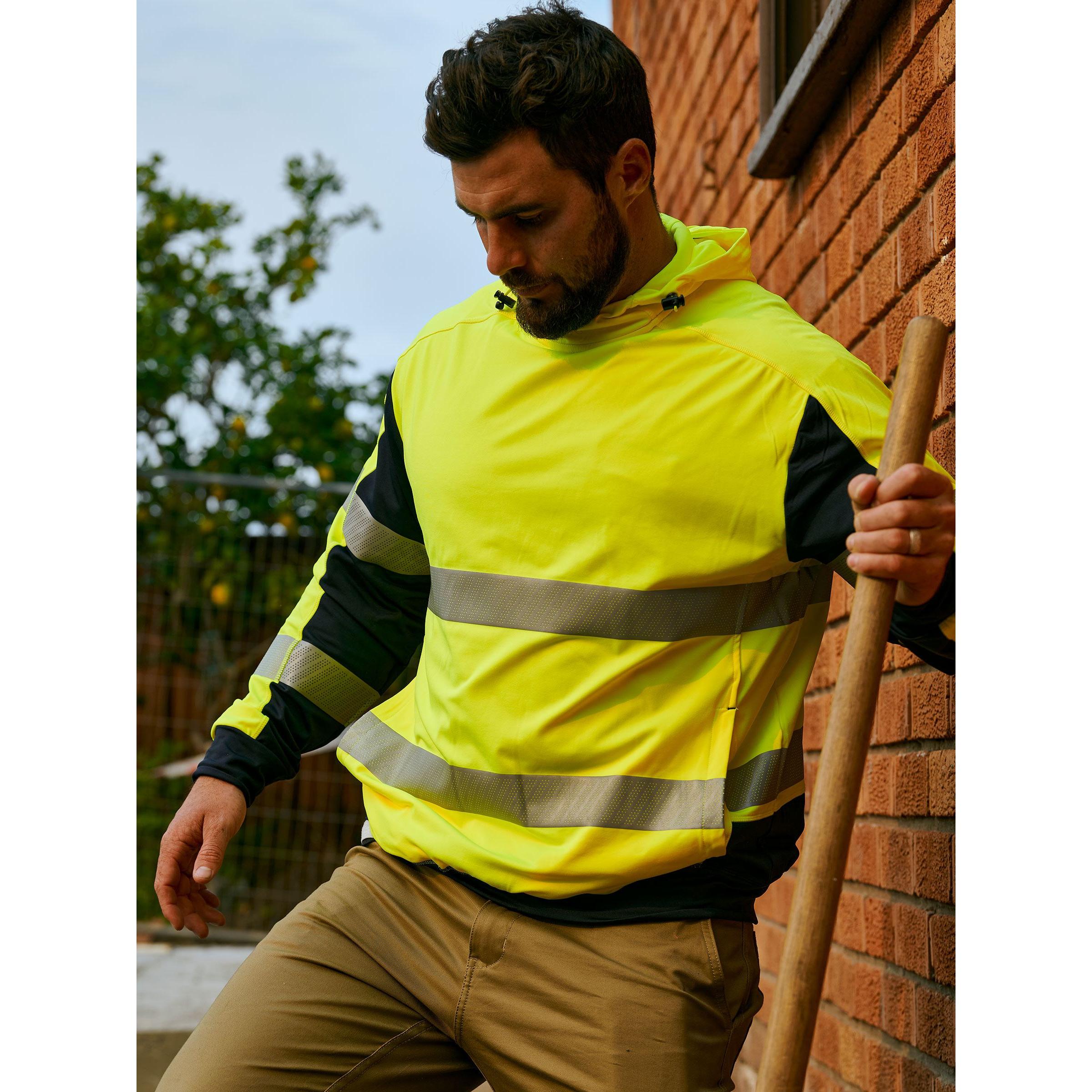 Taped Two Tone Hi Vis Contrast 4 Way Stretchy Hoodie - BK6815T