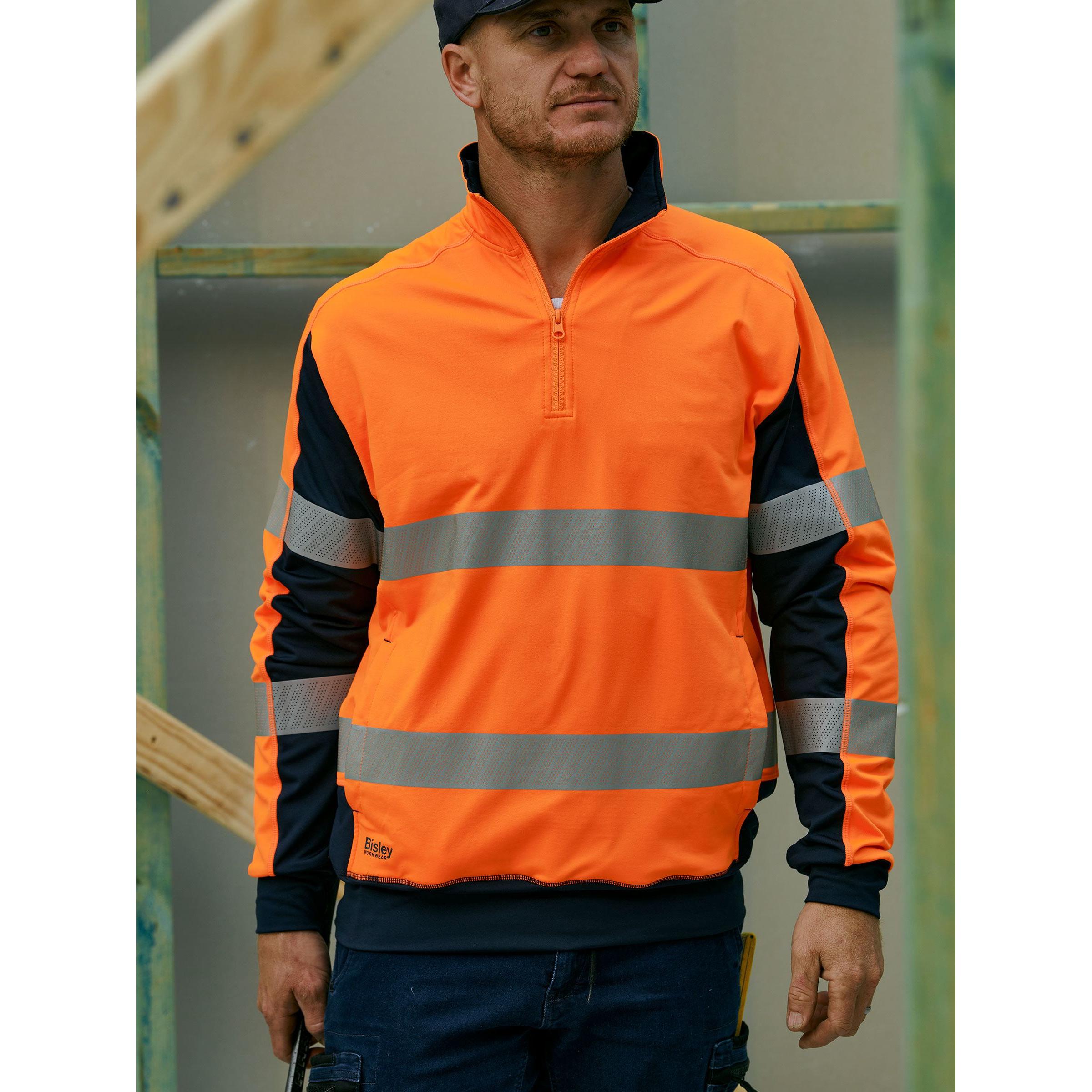 Taped Two Tone Hi Vis Contrast Stretchy 1/4 Zip Pullover - BK6817T