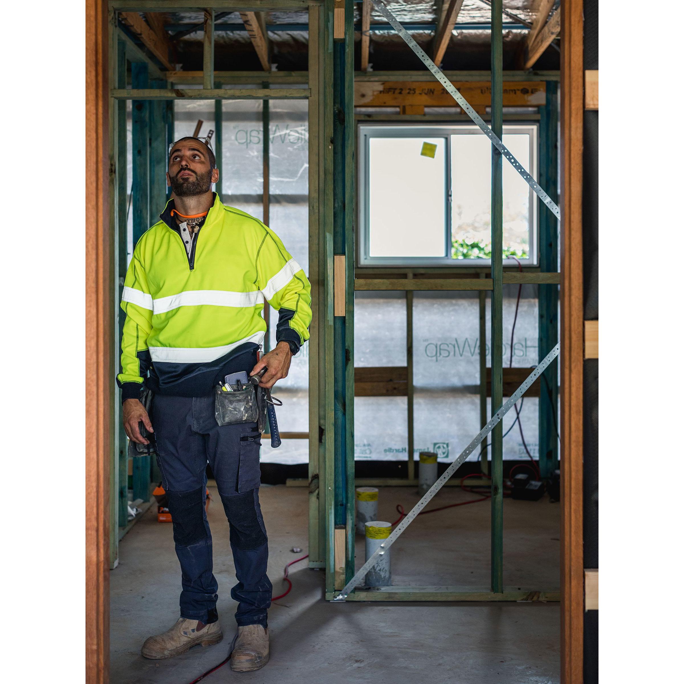 Taped Hi Vis 1/4 Zip Fleece Pullover with Sherpa Lining - BK6987T