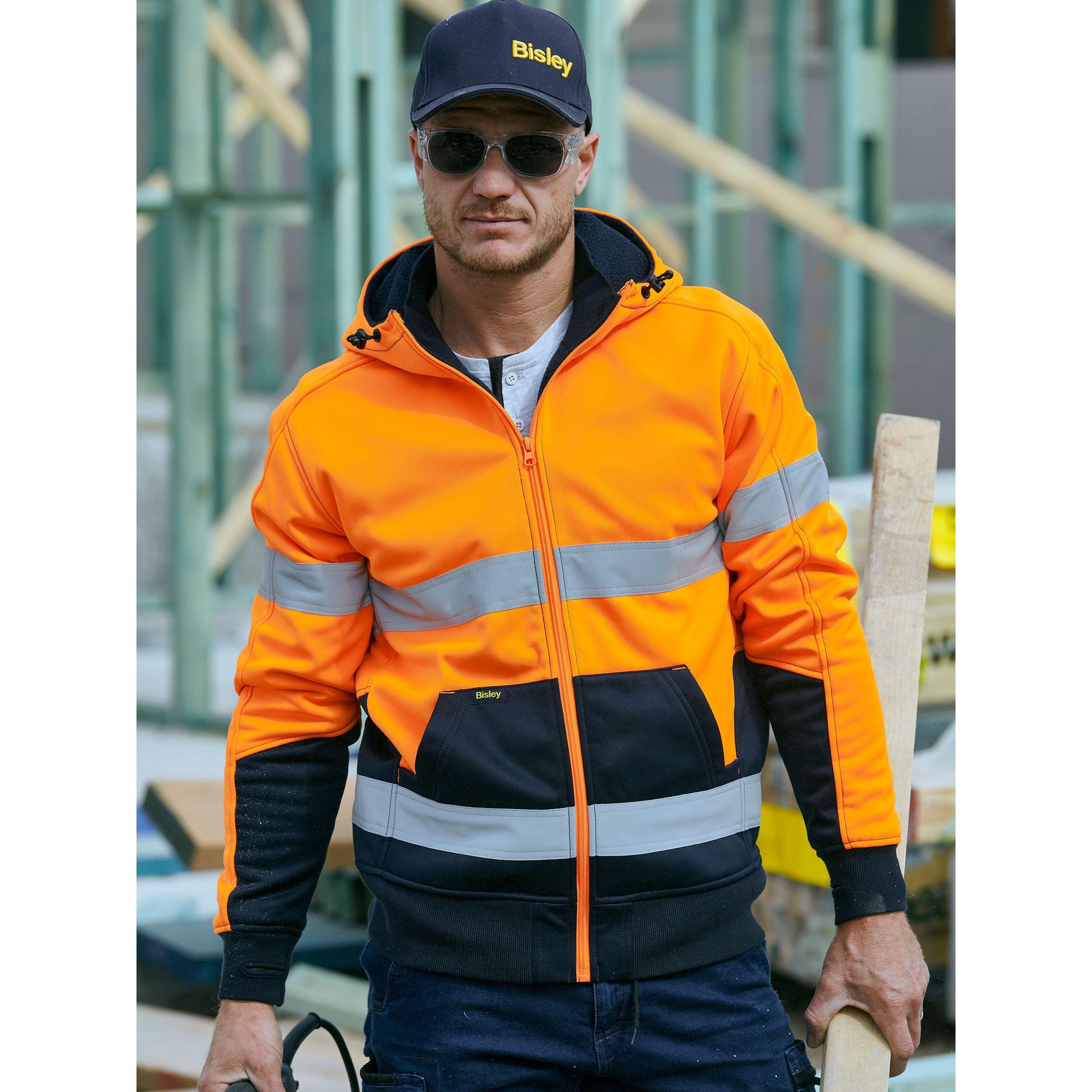 Taped Hi Vis Zip Fleece Hoodie with Sherpa Lining - BK6988T