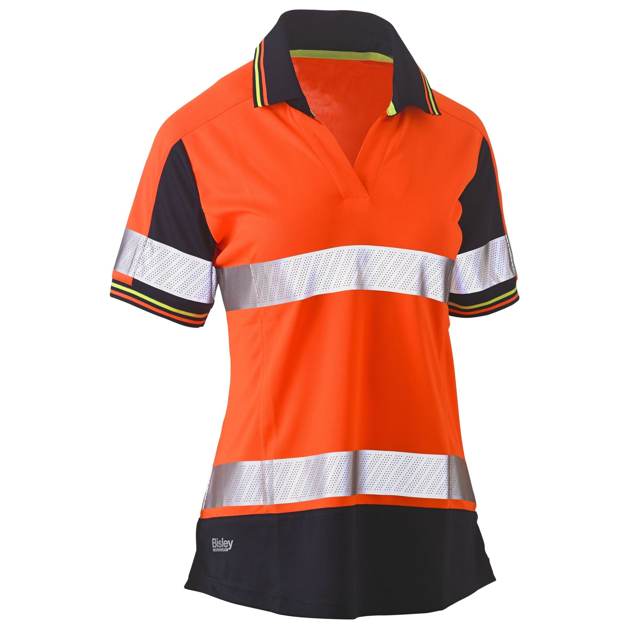 Womens Taped Two Tone Hi Vis V-Neck Polo - BKL1225T