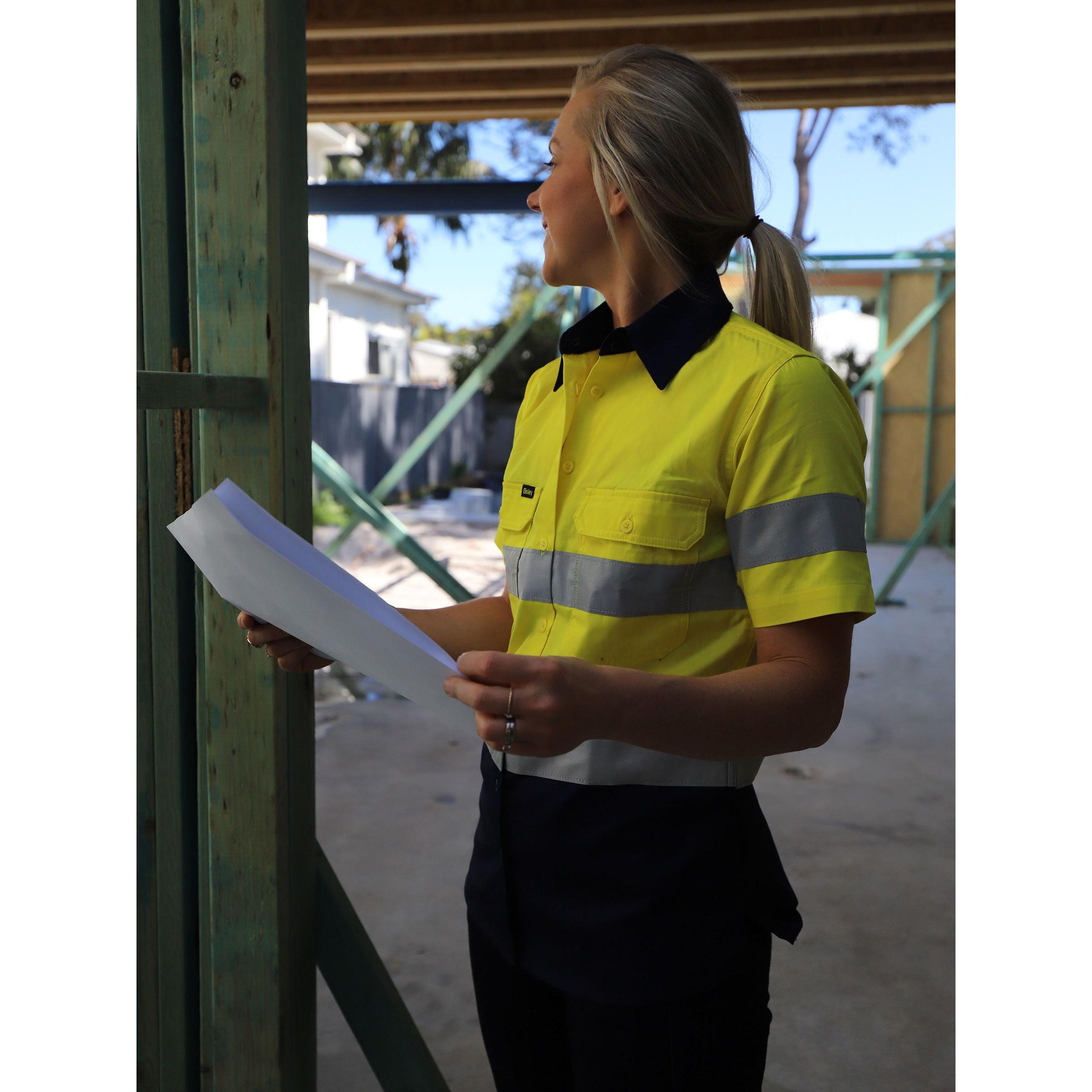 Womens Taped Hi Vis Cool Lightweight Drill Shirt - BL1896