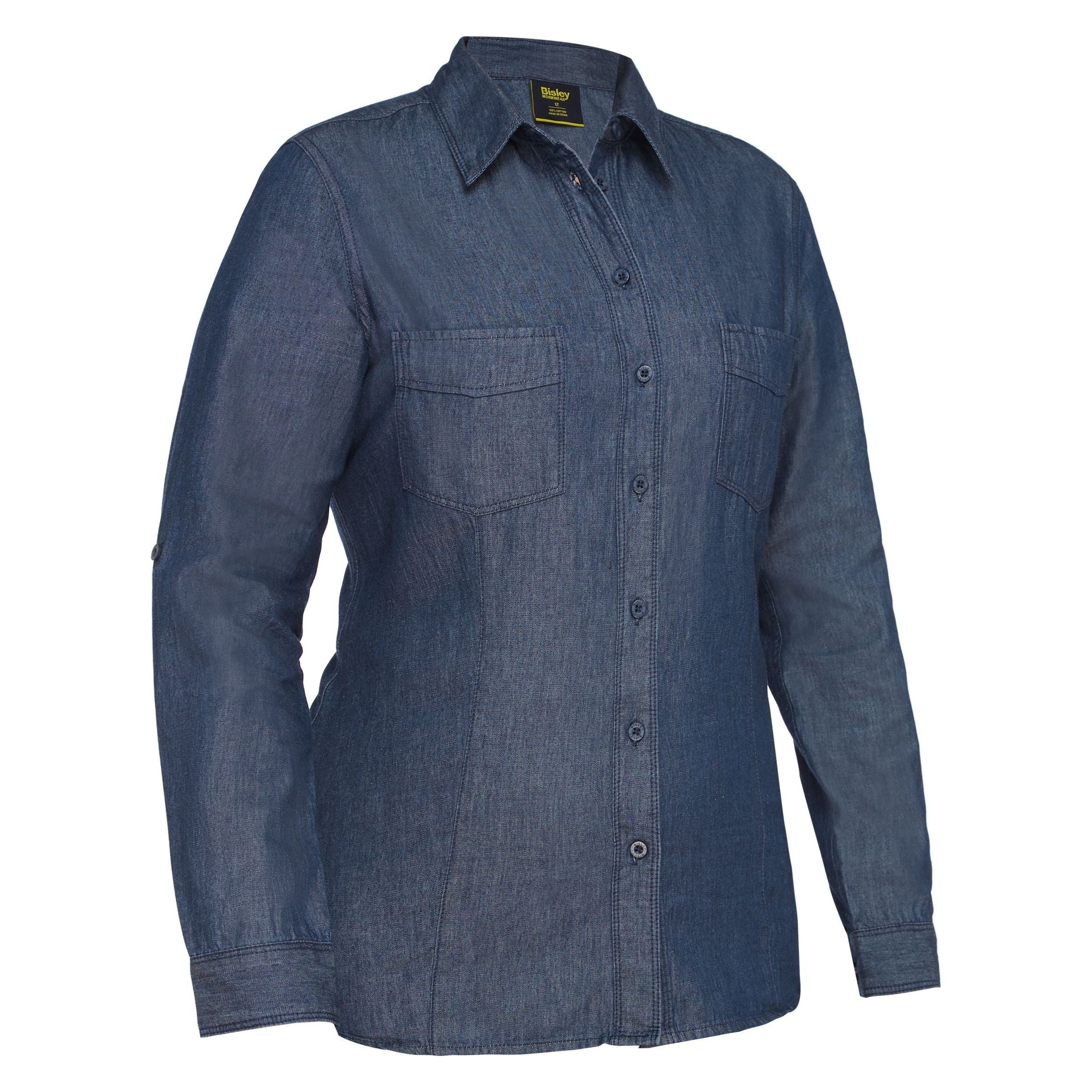 Womens Long Sleeve Denim Work Shirt - BL6602