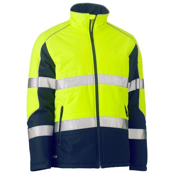 Taped Hi Vis Puffer Jacket with Stand Collar - BJ6829T