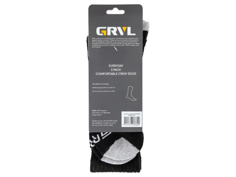 GRVL Socks - Crew Cotton 5 Pack
