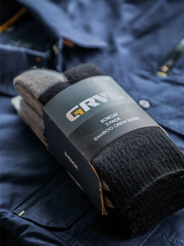 GRVL Bobcat Bamboo Work Socks – 3 Pack Heavy Duty Crew