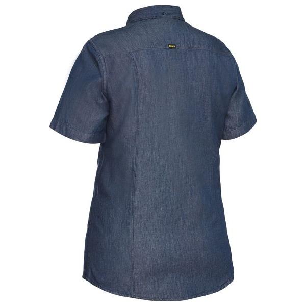 Womens Short Sleeve Denim Work Shirt - BL1602