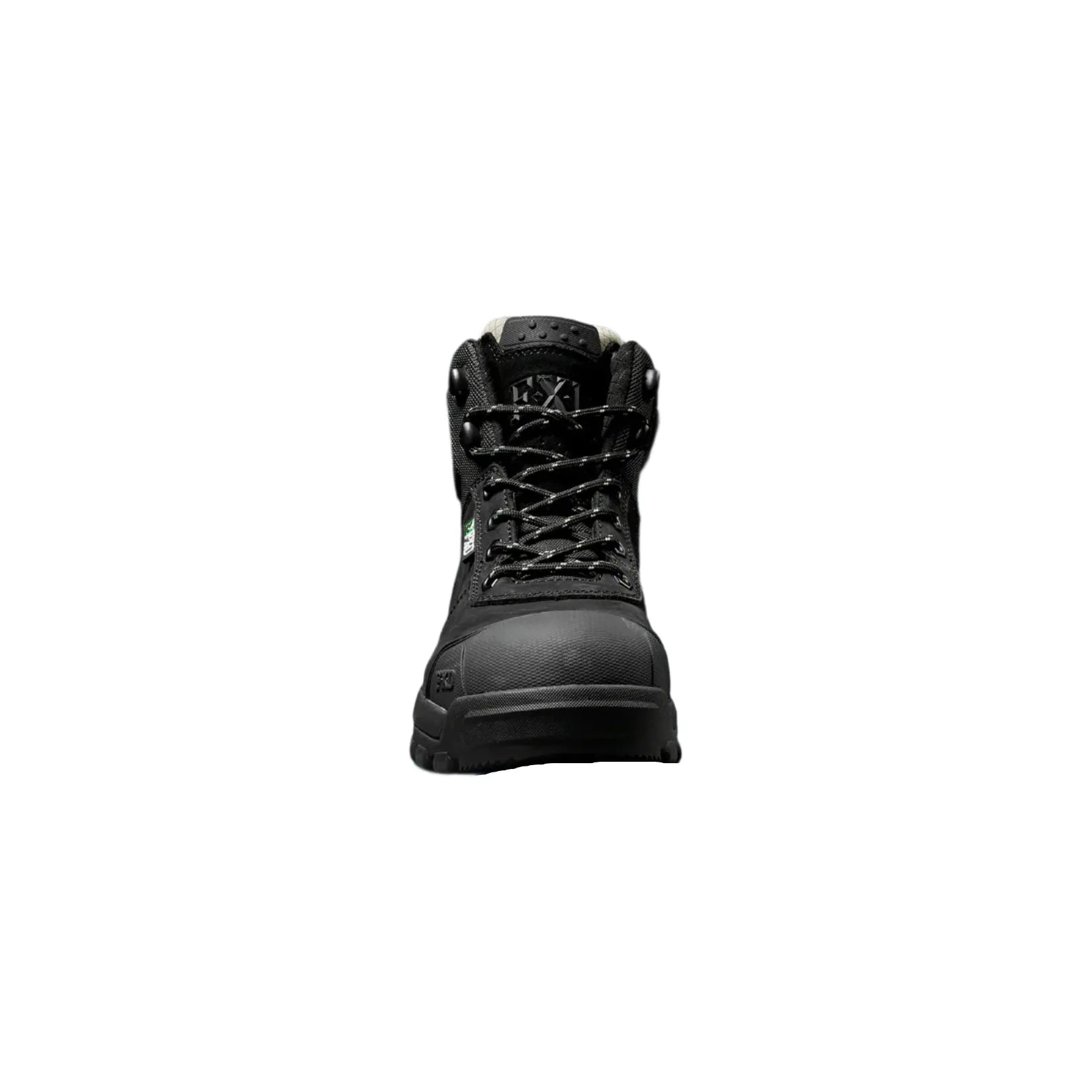 Black boot on a black background with blue lighting