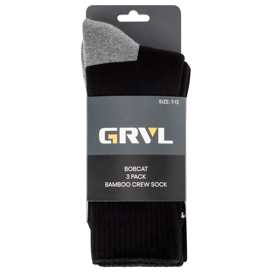 GRVL Bobcat Bamboo Work Socks – 3 Pack Heavy Duty Crew