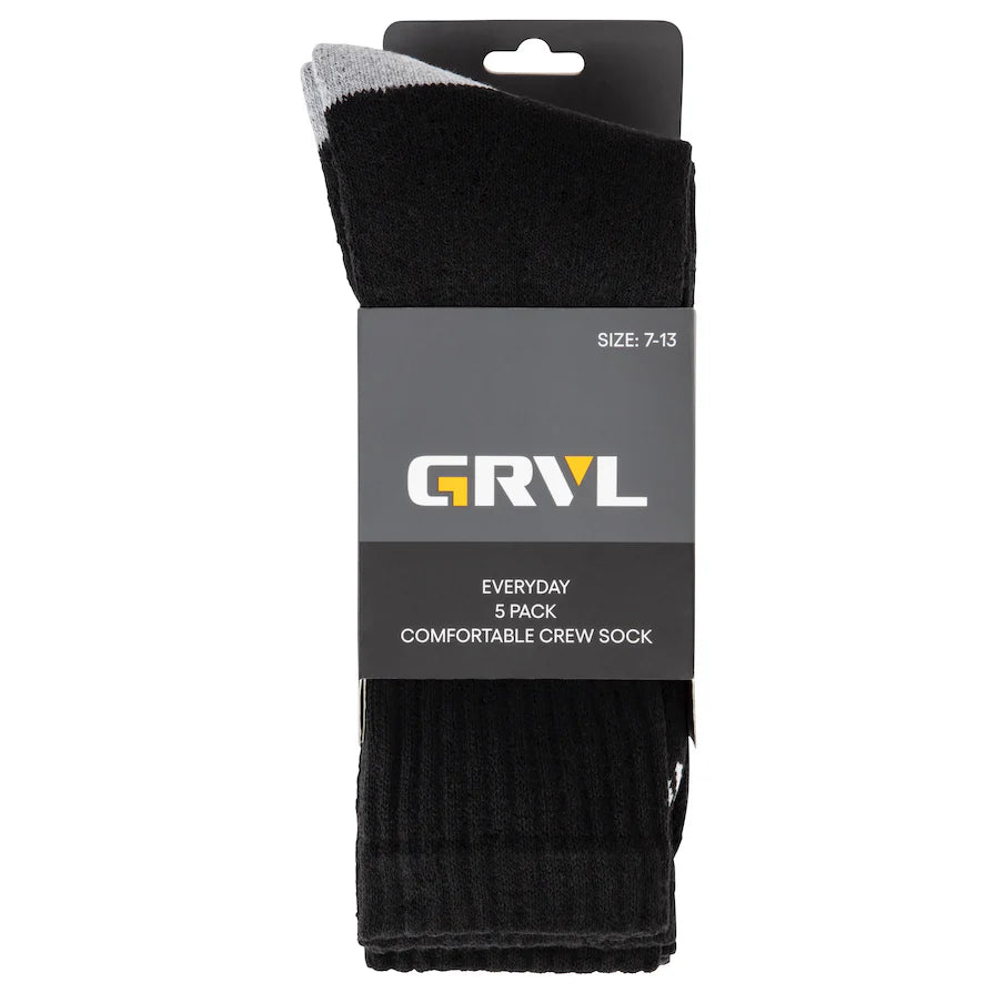 GRVL Socks - Crew Cotton 5 Pack