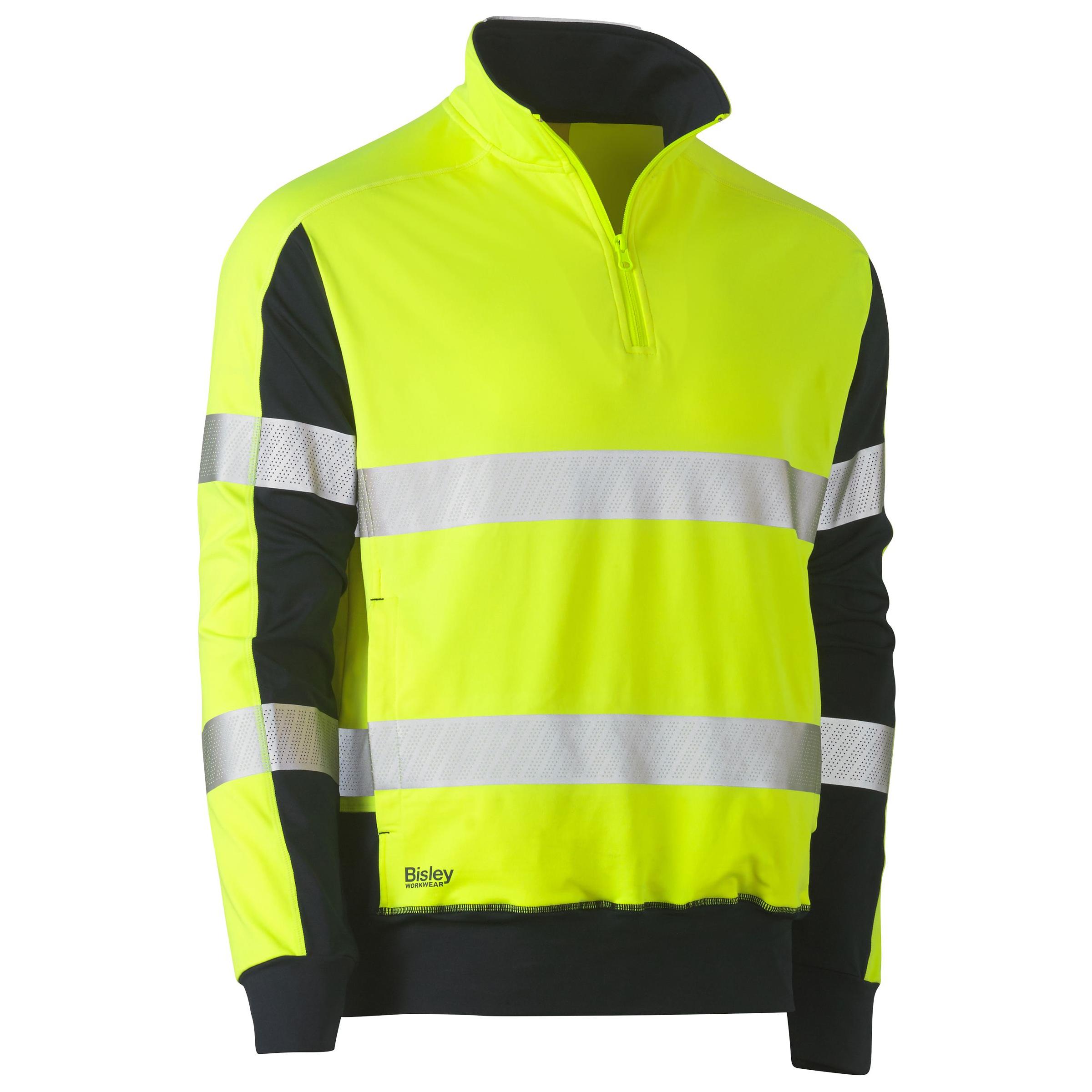 Taped Two Tone Hi Vis Contrast Stretchy 1/4 Zip Pullover - BK6817T