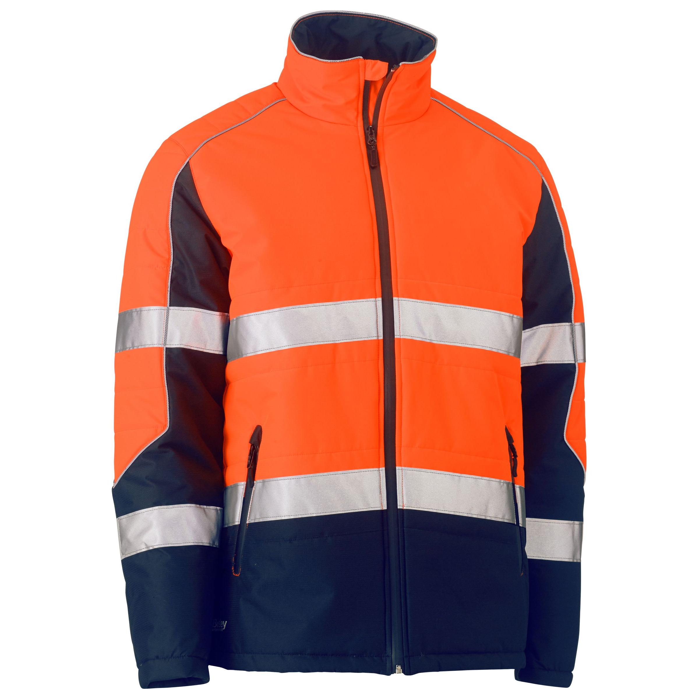 Taped Hi Vis Puffer Jacket with Stand Collar - BJ6829T