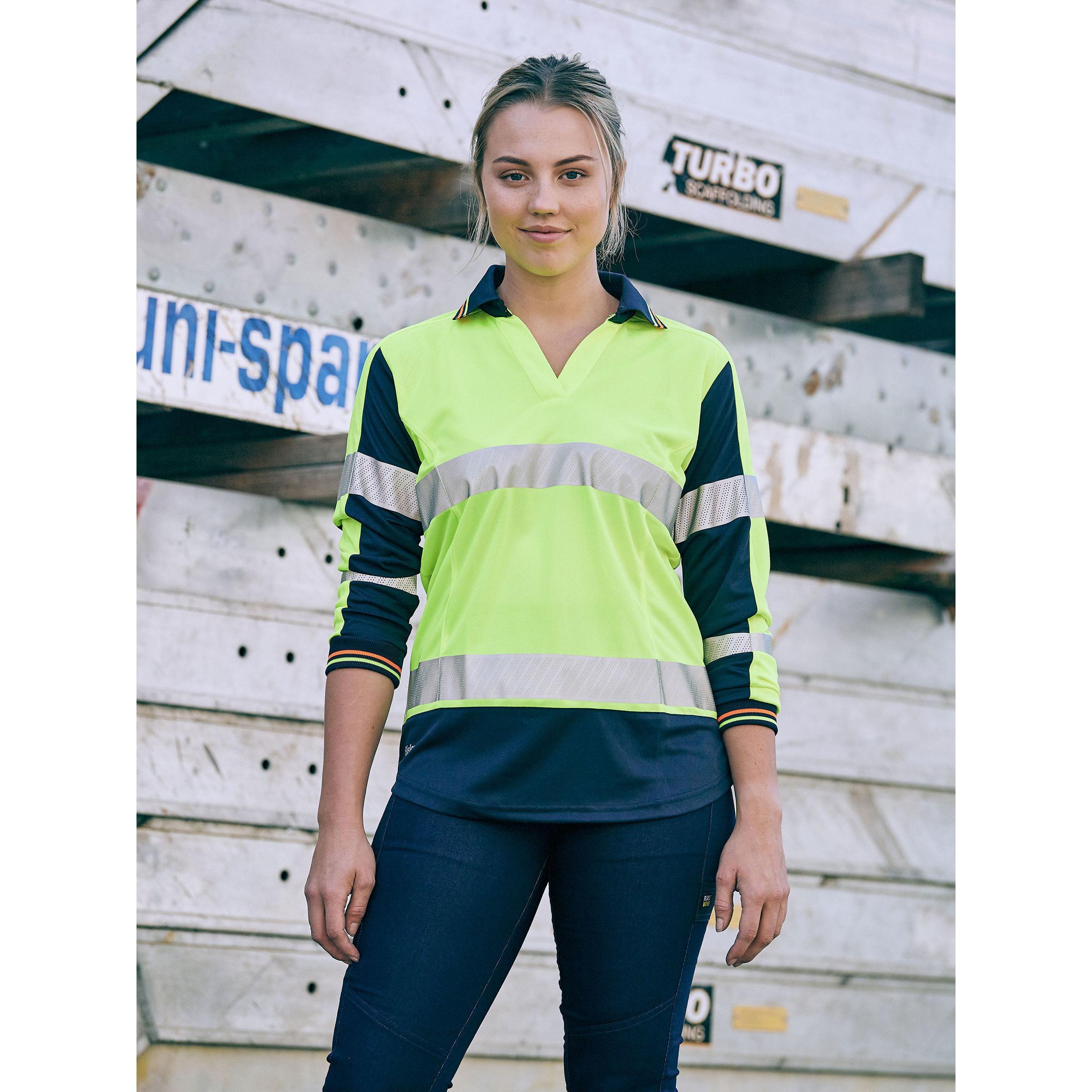 Womens Taped Two Tone Hi Vis V-Neck Polo - BKL6225T